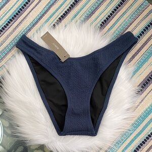 J. Crew Deep Blue women’s Textured curved waist cheeky high cut leg bikini